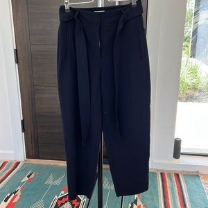 Aritzia Cropped Belted Black Slacks